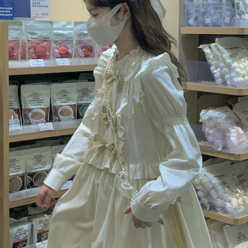 Load image into Gallery viewer, Sweet Kawaii Ruffles Dress Women Preppy Style School Student Long Sleeve Dresses Autumn Soft Girls
