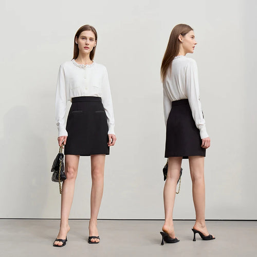 Load image into Gallery viewer, Mini Skirt 2026 Spring New Elegant Commuter Versatile Short Skirt A-Line Color-blocking Splicing Women's Clothing 12621021
