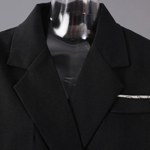 Load image into Gallery viewer, Women Black Color-block Burr Big Size Elegant Blazer New Lapel Long Sleeve Jacket Fashion Tide Spring Autumn 2025 1DH9734
