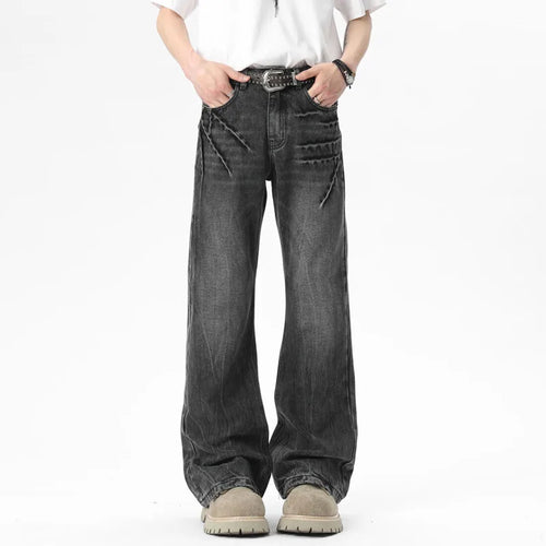 Load image into Gallery viewer, Men Jeans New American Three Dimensional Detachment Spicing Light Flare Pants High Sreet Style Straight Leg Bottoms 9W1538
