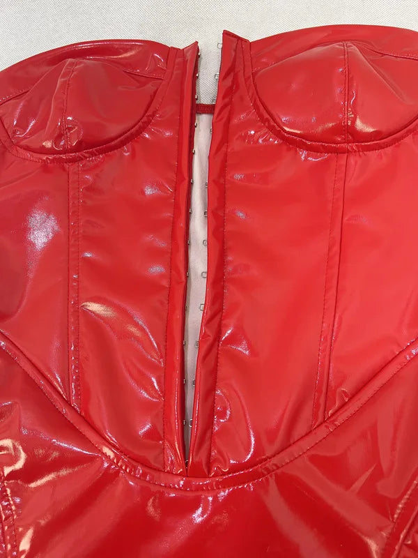 Off-shoulder Strapless Pu Leather Dress Women 2023 New Sleeveless Backless Skinny Sexy Dress Femme Fashion Vestidos