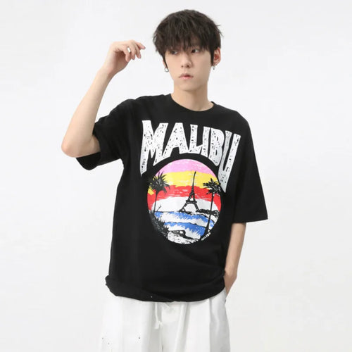 Load image into Gallery viewer, Simple Loose Men&#39;s T-shirts Casual Round Neck Printing Male Pullover Tees Short Sleeve Summer Fashion Tide 9C6150
