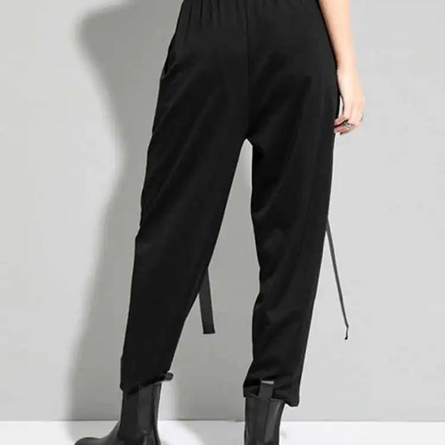 Load image into Gallery viewer, High Elastic Waist Black Pocket Split Long Harem Trousers New Loose Fit Pants Women Fashion Spring Autumn 2025 1DD5773
