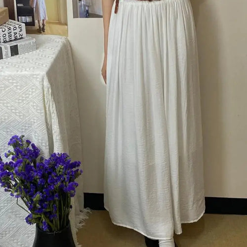 Load image into Gallery viewer, Spring Summer New Solid Elegant Vacation Party Pleated Skirt Women's French Fashion Elastic Waist Office Long Skirt Trend Simple
