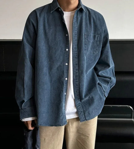 Men's Simple Casual Long Sleeve Shirt New Spring Loose Turn-down Collar Chic Korean Menwear 2025 Male Clothing 9W1436