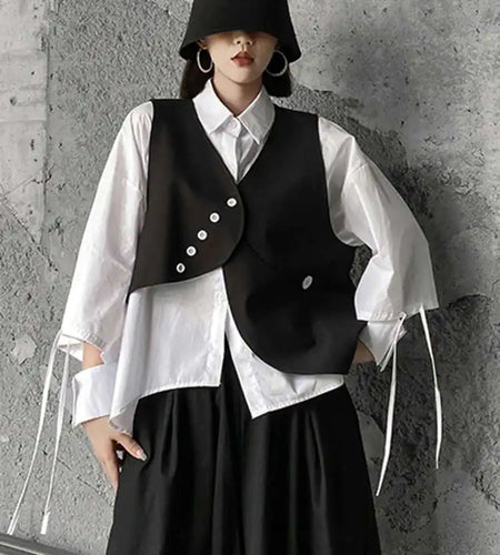 Big Size Vest Shirt Wide Leg Pants Three Piece Suit New Lapel Long Sleeve Women Fashion Tide Spring Autumn 2025 1DH5373