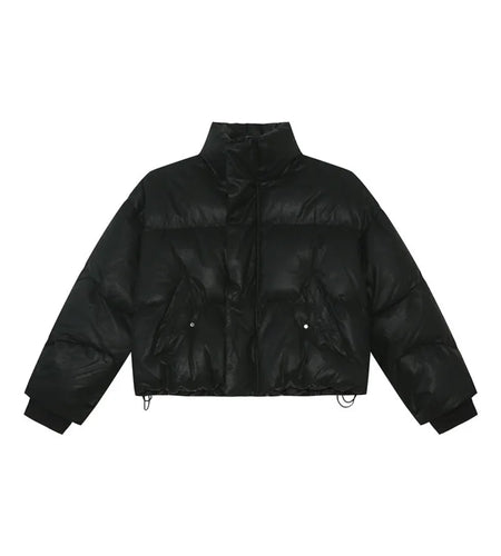 Korean Style Men's Parkas Stand Collar Thickened Soli D Color Simple Drawstring Winter Casual Short Padded Jackets 9C8970