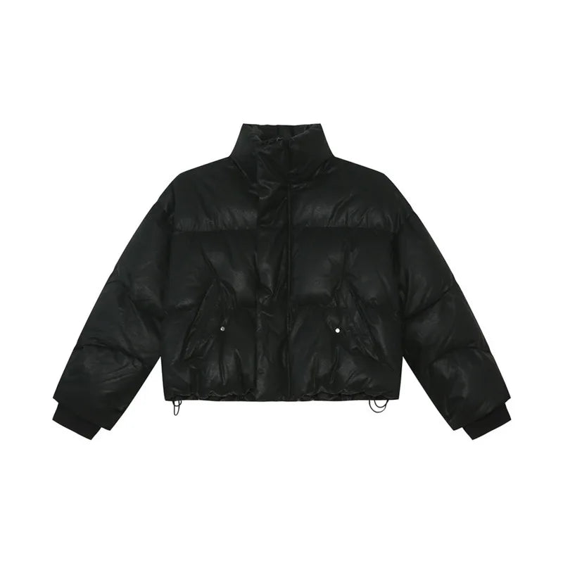 Korean Style Men's Parkas Stand Collar Thickened Soli D Color Simple Drawstring Winter Casual Short Padded Jackets 9C8970