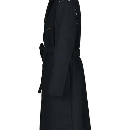 Load image into Gallery viewer, Women Black Topstitched Belted Big Size Trench New Lapel Long Sleeve Windbreaker Fashion Tide Spring Autumn 2025 1DH1762
