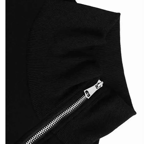 Load image into Gallery viewer, Black Irregular Hem Zipper Sweatshirt New Turtleneck Long Sleeve Women Big Size Fashion Tide Spring Autumn 2025 1DH7190
