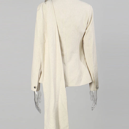 Load image into Gallery viewer, Minimalist Spliced Button Temperament Jackets for Women Round Neck Long Sleeves Patchwork Ribbon Jacket Female New
