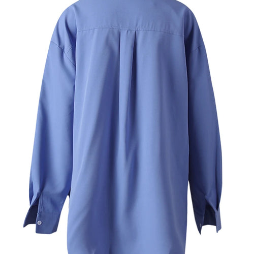 Load image into Gallery viewer, Women Blue Ribbon 3d Flower Big Size Elegant Blouse New Lapel Long Sleeve Shirt Fashion Tide Spring Autumn 2025 CPG3113
