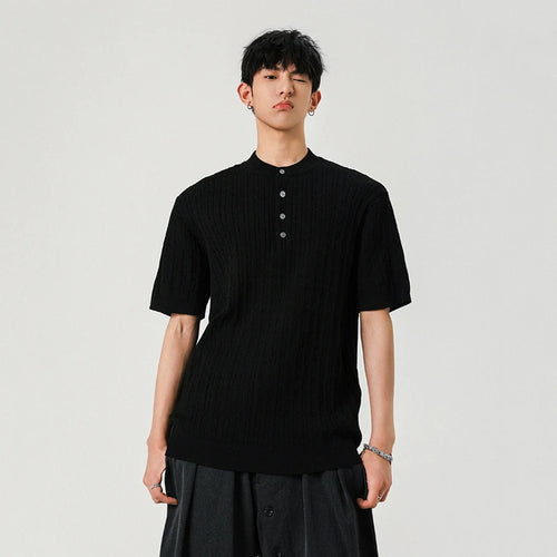 Load image into Gallery viewer, Men&#39;s T-shirts New Summer Fashion Male Multi Buttons Solid Color Round Neck Shourt Sleeves Trendy Clothing 2025 9W1385
