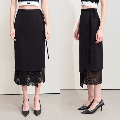 Load image into Gallery viewer, Minimalism 2024 Skirts for Women New Autumn Elegant Commuter Lace Strap Skirt One-piece Wrap Fashion Women's Skirt 12443012
