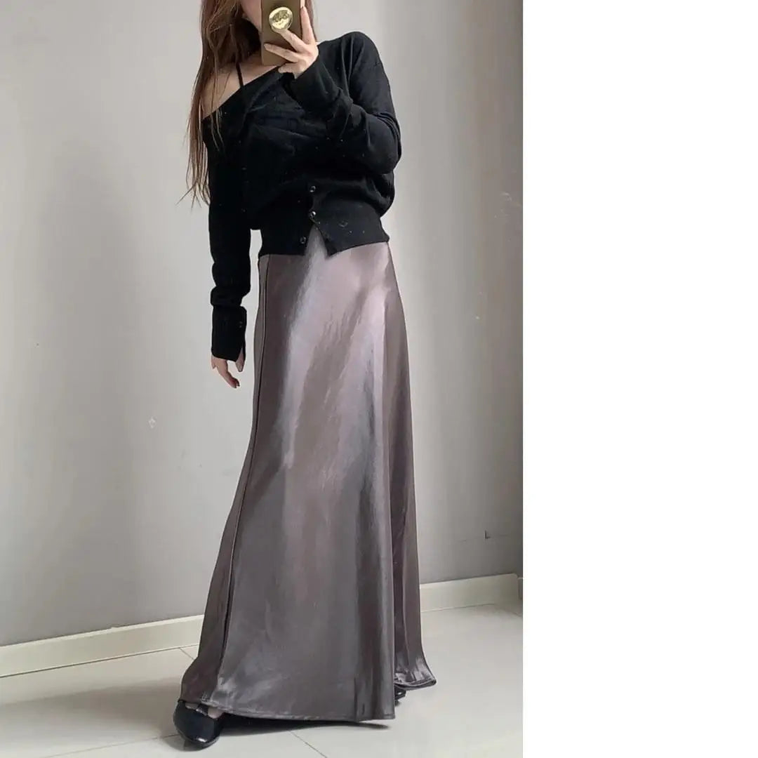 Spring Summer French Fashion Solid Elegant Versatile Long Skirts Women Temperament High Waisted Vacation Fishtail Half Skirt New
