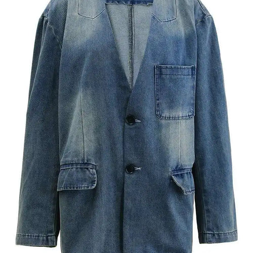 Load image into Gallery viewer, Blue Denim Vintage Big Size Pocket Jacket New V-neck Long Sleeve Women Coat Fashion Tide Spring Autumn 2025 CPG1579
