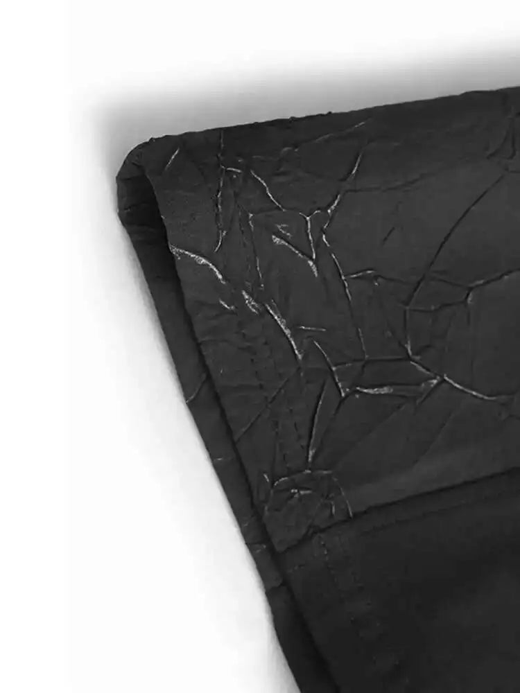 Women Black Irregular Wrinkled Big Size T-shirt New Round Neck Long Sleeve Fashion Tide Spring Autumn 2025 1DH6907