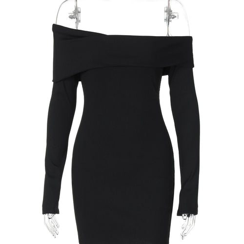 Load image into Gallery viewer, Women Elegant Slash Neck Long Sleeve Backless Sexy Mini Dress Autumn Winter Fashion Outfits Evening Party Birthday
