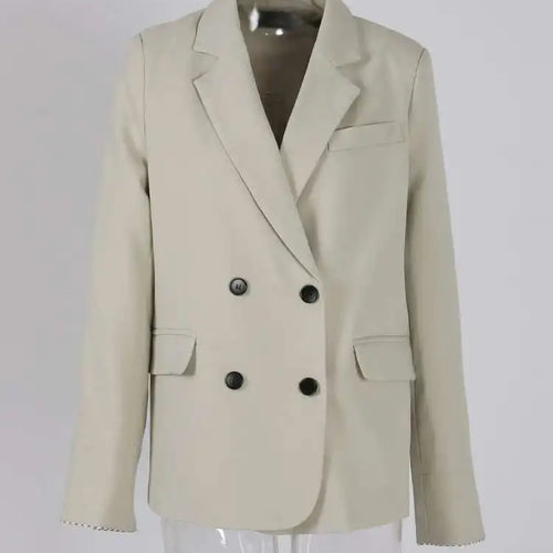 Load image into Gallery viewer, Women Apricot Striped Color-block Elegant Blazer New Lapel Long Sleeve Jacket Fashion Tide Spring Autumn 2025 CPG1175
