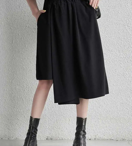 High Elastic Waist Black Irregular Casual Pants New Loose Fit Trousers Women Fashion Tide Spring Autumn 2025 1DF4734