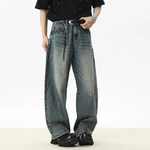 Load image into Gallery viewer, Men's Jeans New American Curved Knife Design Splicing Inverted Tide Male Toursers High Street Light Flare Bottoms 9W1534
