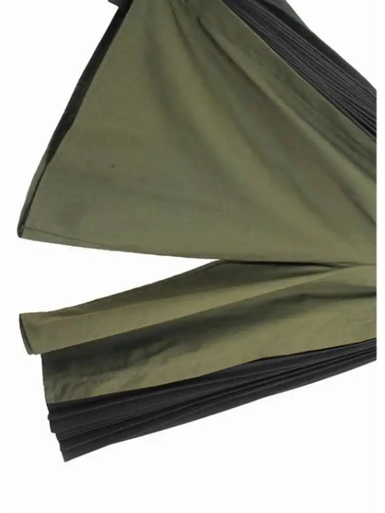 High Elastic Waist Green Pleated Color-block Long Wide Leg Pants New Trousers Women Fashion Spring Autumn 2025 1DJ0126