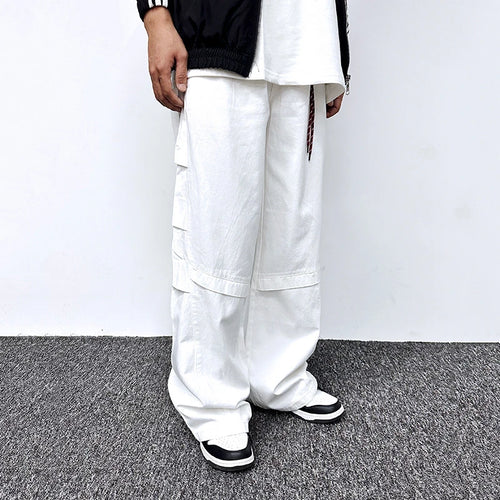 Load image into Gallery viewer, Men's Cargo Pants Star Hanging Decoration Loose Straight Wide Leg Casual Multi Pockets Design Male Trousers Summer 9W1860
