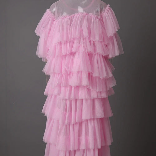 Load image into Gallery viewer, Mesh T-shirt Cake Half-body Skirt Two Pieces Suit New Round Neck Short Sleeve Women Fashion Spring Summer 2025 CPG3209
