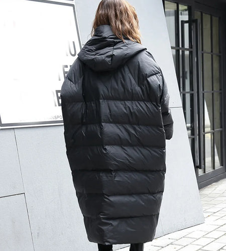 Big Size Long Hooded Cotton-padded Coat Long Sleeve Loose Fit Women Parkas Fashion Tide New Autumn Winter 2025 JD1210