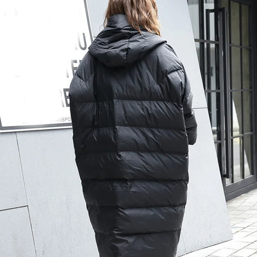 Load image into Gallery viewer, Big Size Long Hooded Cotton-padded Coat Long Sleeve Loose Fit Women Parkas Fashion Tide New Autumn Winter 2025 JD1210
