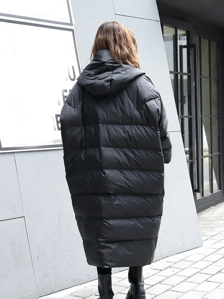 Big Size Long Hooded Cotton-padded Coat Long Sleeve Loose Fit Women Parkas Fashion Tide New Autumn Winter 2025 JD1210
