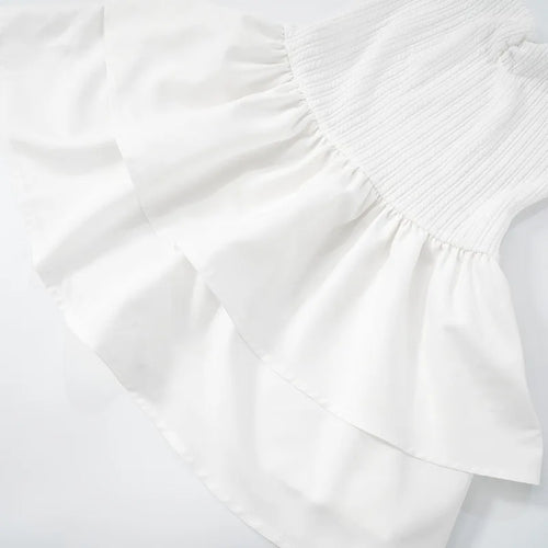 Load image into Gallery viewer, Off-shoulder Strapless Sexy Mini Dress For Women White Spaghetti Strap Sleeveless High Waist A-line Cake Dress Vestido
