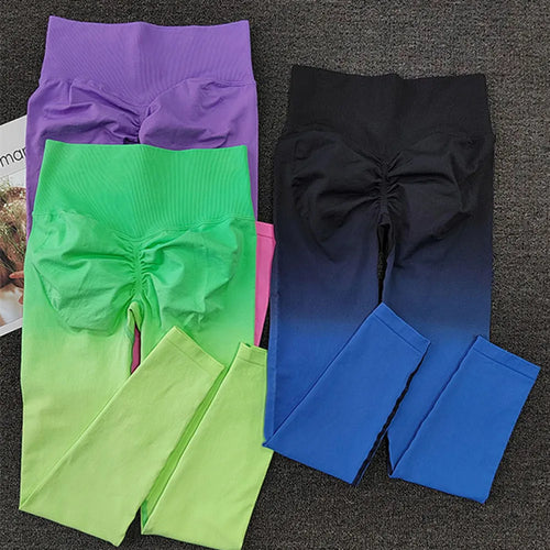 Load image into Gallery viewer, Seamless Push Up Sports Fitness Jogging Yoga Pants Women Gradient High Waist Gym Workout Scrunch Butt Running Avtive Leggings
