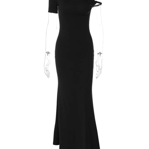 Load image into Gallery viewer, Spring Fashion Solid Short Sleeve Slip Irregular Sexy Slim Maxi Dress Women Designer Clothes Evening Party Festival
