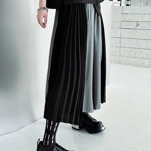Load image into Gallery viewer, High Elastic Waist Gray Color-block Pleated Wide Leg Pants New Trousers Women Fashion Tide Spring Autumn 2025 1DJ1336
