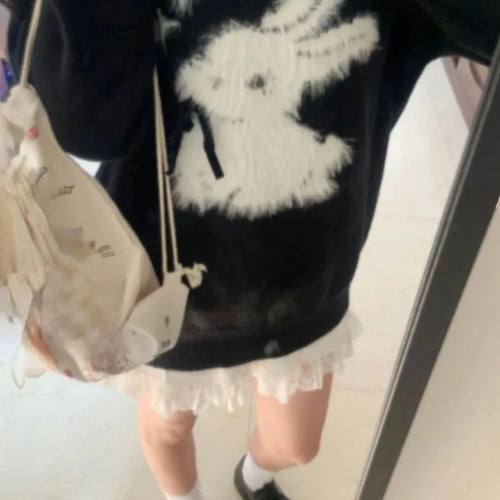Load image into Gallery viewer, Y2k Aesthetic Vintage Kawaii Sweater Pullover 2025 New Autumn Winter Cartoon Jacquard Tops Women Streetwear Grunge Fairy Jumpers
