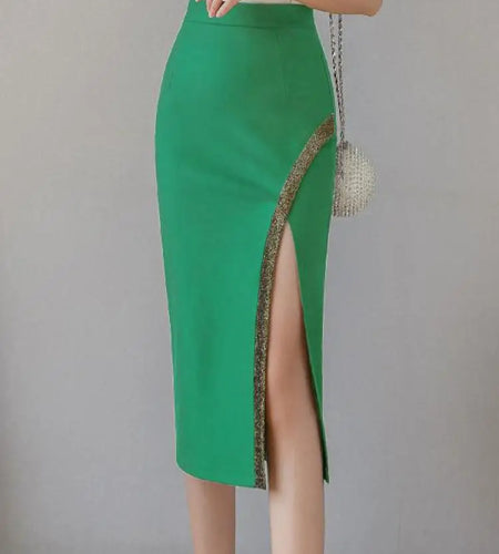 Korean Version Spring Summer Women Patchwork High Waist Midi Skirt Streetwear Popular Sexy Oversized Wrap Hip Split Skirt Trendy