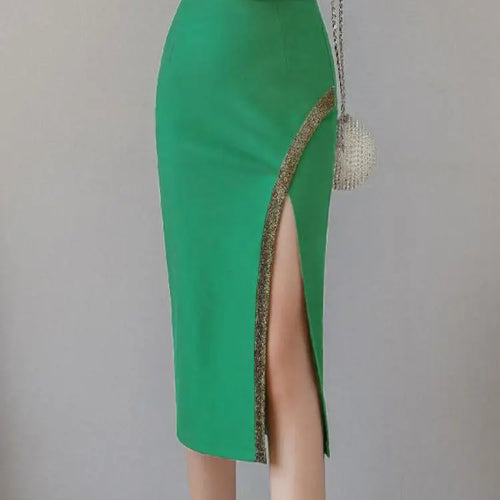 Load image into Gallery viewer, Korean Version Spring Summer Women Patchwork High Waist Midi Skirt Streetwear Popular Sexy Oversized Wrap Hip Split Skirt Trendy
