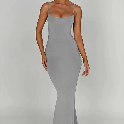 Load image into Gallery viewer, Spaghetti Strap Backless Bodycon Maxi Dress Women Autumn New Thickened Fabric Sleeveless Club Party Sexy Long Dress
