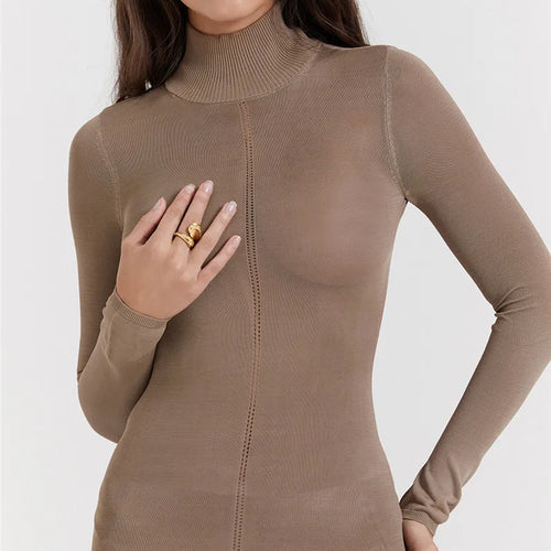 Load image into Gallery viewer, Turtleneck Backless Bodycon Midi Dress For Women New Autumn Winter Long Sleeve Club Party Sexy Long Dress Vestidos
