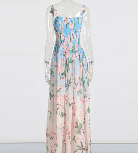 Hit Color Slimming Spliced Lace Up Dresses For Women Square Neck Sleeveless High Waist Temperament Dress Female New