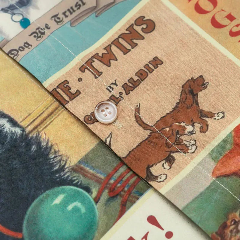 Vintage Shirts Y2K Cartoon Dog Graphic Printed Button Up Summer Blouse Streetwear Men Hip Hop Harajuku Short Sleeve Beach Shirt