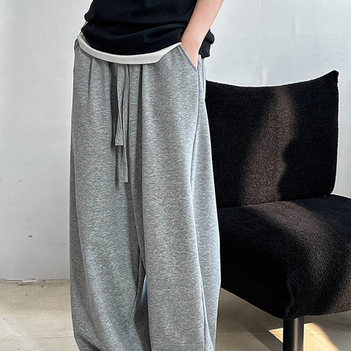 Load image into Gallery viewer, High Elastic Waist Black Drawstring Long Casual Wide Leg Pants New Trousers Women Fashion Tide Spring Autumn 2025 1DJ0194

