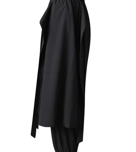 High Elastic Waist Black Irregular Spliced Long Wide Leg Pants New Trousers Women Fashion Tide Spring Autumn 2025 CPG2997