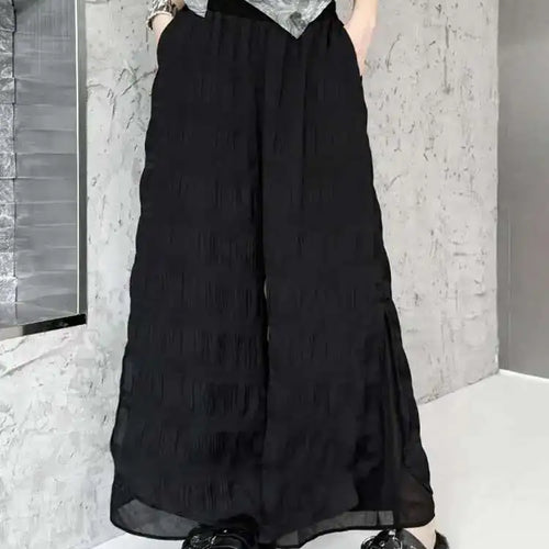 Load image into Gallery viewer, High Elastic Waist Black Pleated Chiffon Long Wide Leg Pants New Trousers Women Fashion Tide Spring Autumn 2025 1DH6500
