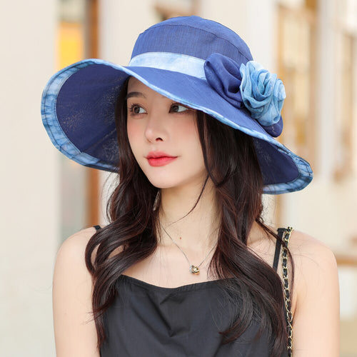 Load image into Gallery viewer, Women Summer Sun Hats Fashion Bow Flower Design Beach Hat Women Outdoor Anti-UV Travel Cap
