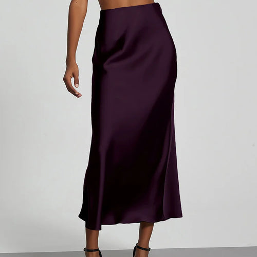 Load image into Gallery viewer, Fashion Satin Party Long Skirt High Waist Solid Color Casual Basic Women Skirts Fishtail Skirt Chic Summer Woman Clothing 2025
