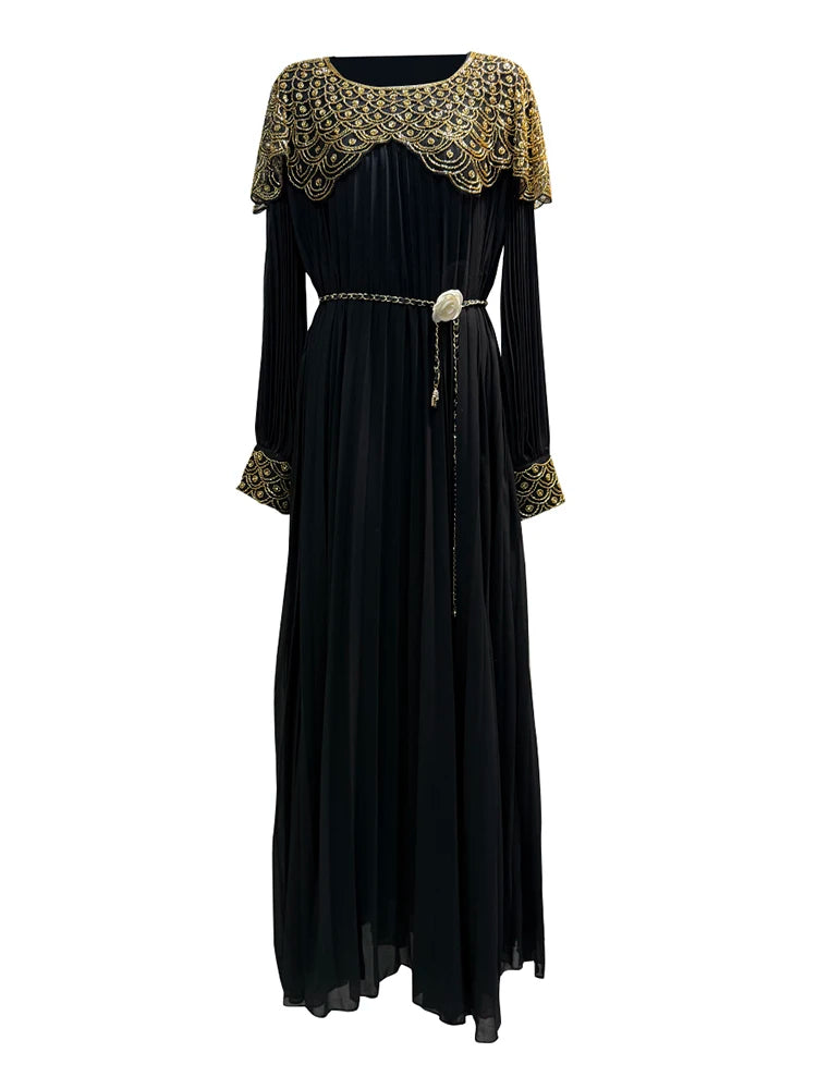 Hit Color Spliced Lace Up Loose Dresses For Women O Neck Long Sleeve Casual Dress Female Fashion Style Clothes New