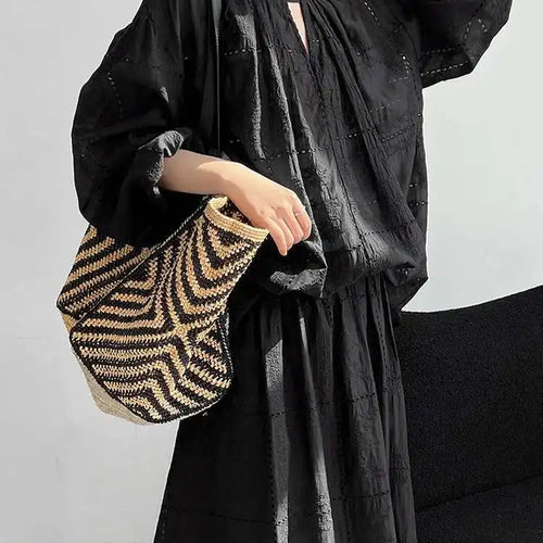 Load image into Gallery viewer, Lace Big Size Shirt Half-body Skirt Two Pieces Suit New Round Neck Long Sleeve Women Fashion Spring Autumn 2025 1DJ0062
