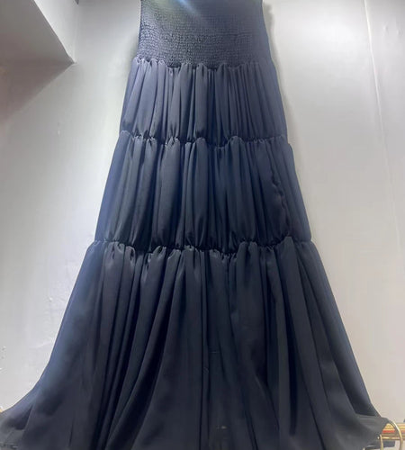 Solid Loose Casuai Spliced Folds Skirts For Women High Waist Temperament Elegnat Long Skirt Female Fashion Style